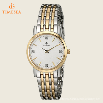 Reloj de pulsera de plata con tono de diamante de mujer 71211